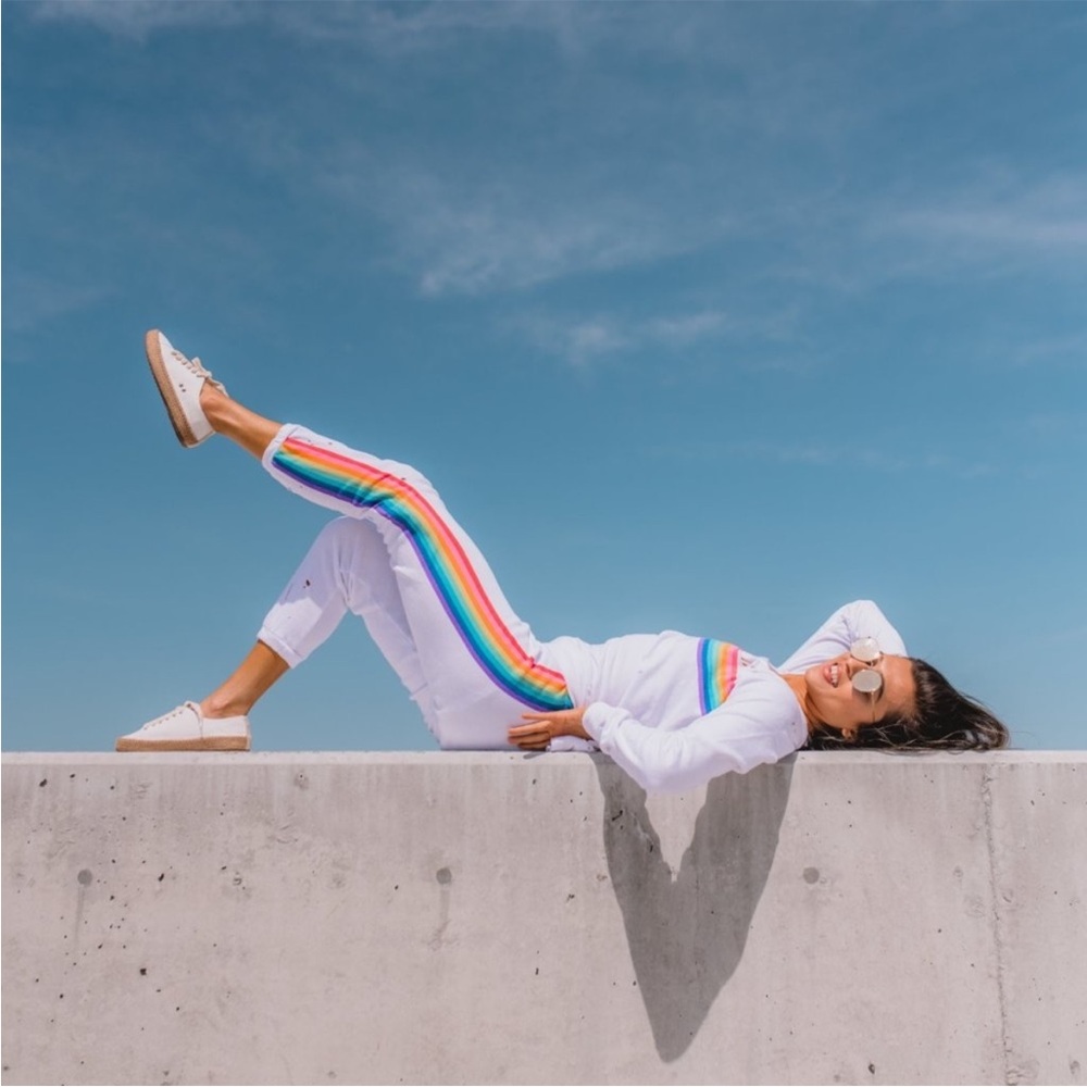 NWT Chaser Rainbow Stripe Sweatpants